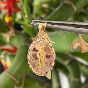14K Gold Oval Shape St. Jude Pendant